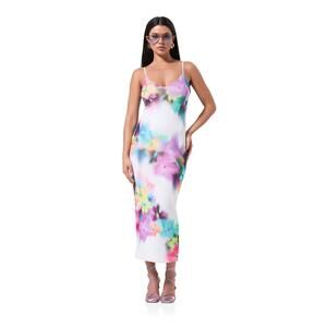 AFRM Amina Mesh Dress Blur Blossom - Large